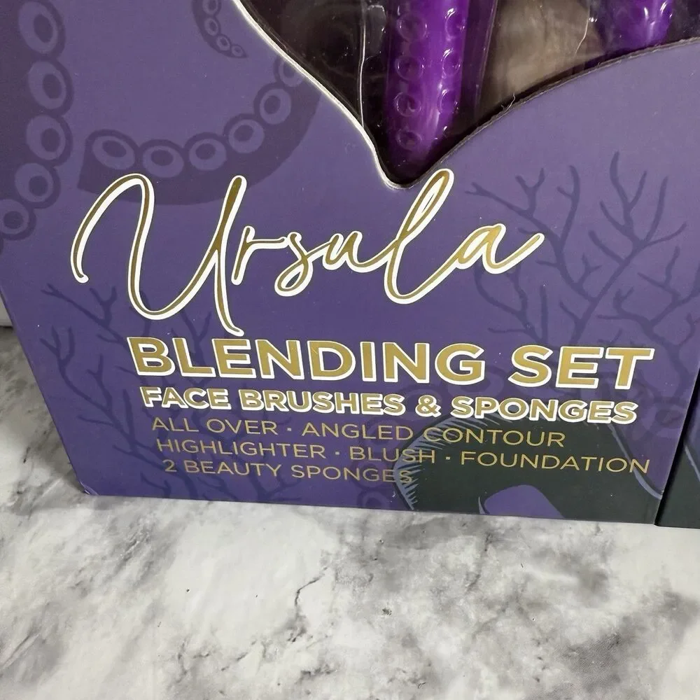 Disney Villains Ursula Little Mermaid Makeup Brushes Blending Gift 7 Pc Set NEW